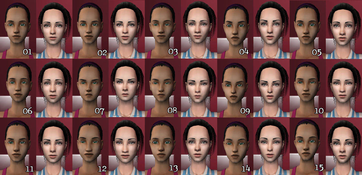 Mod The Sims Full Set of Default Face Replacement Templates!