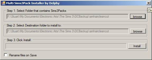 sims3pack multi extracter/installer