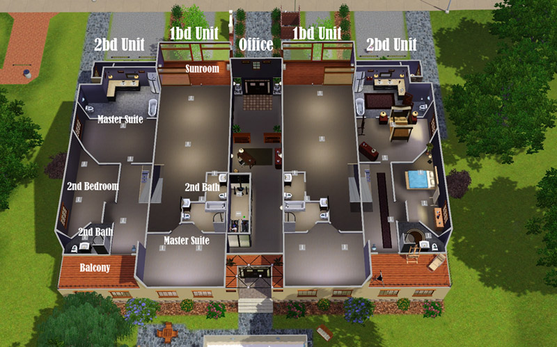 Mod The Sims Luxe Townhouses 1 2 Bedroom Townhomes
