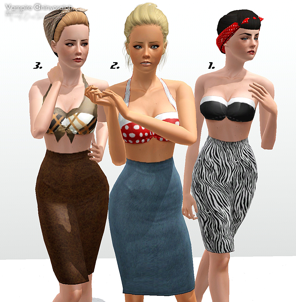 Mod The Sims Pin Me Up 3 Retro Outfits
