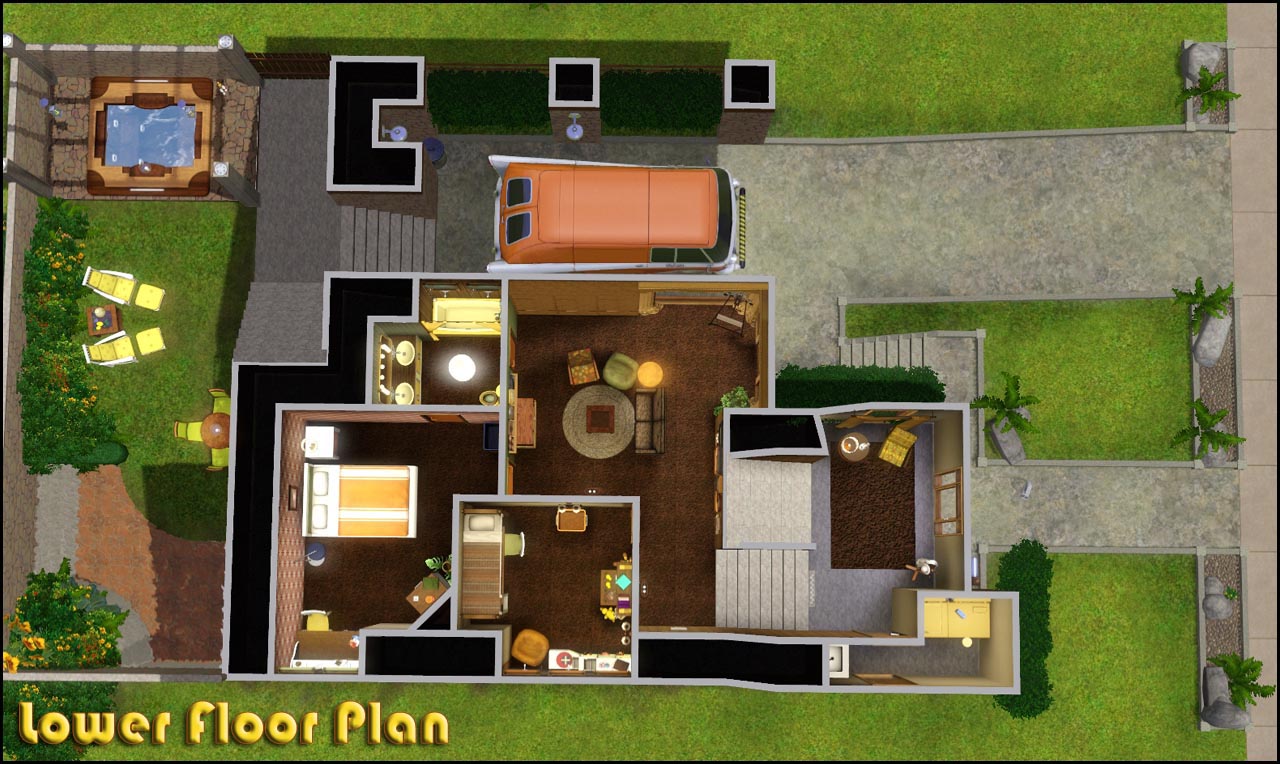 Mod The Sims Retro Realty 70s Modern Family Home