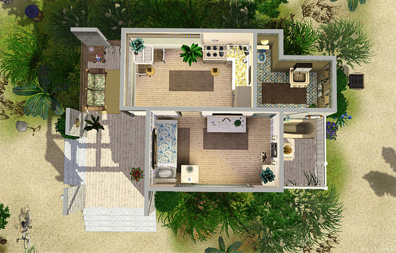 Mod The Sims Beach Cabin Small Beach House For Single Sim