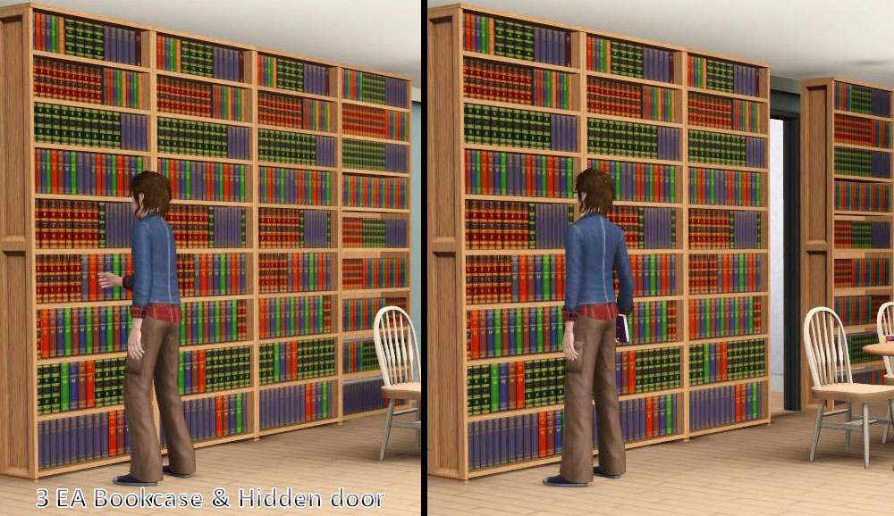 Mod The Sims Sliding Bookcase Hidden Door Up To 27 Deco