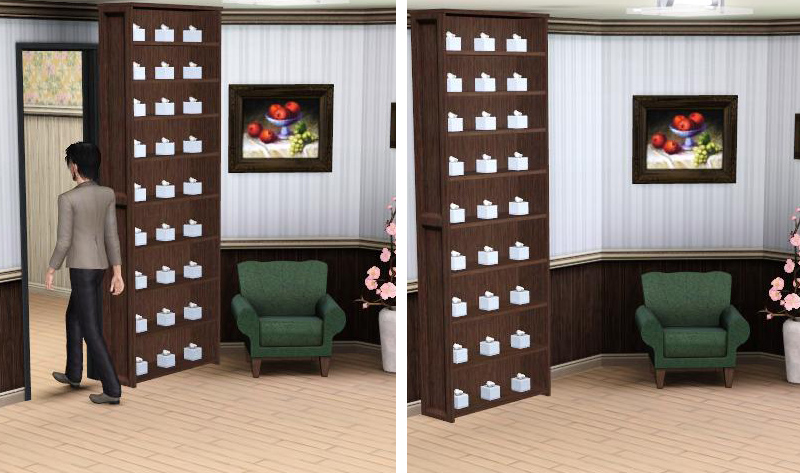 Mod The Sims Sliding Bookcase Hidden Door Up To 27 Deco