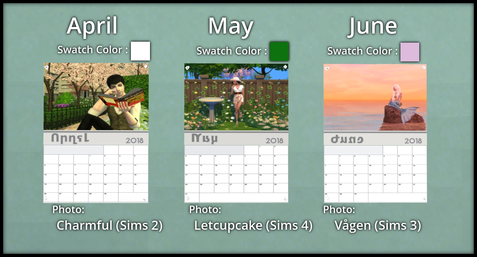Mod The Sims MTS Official 2018 Calendar