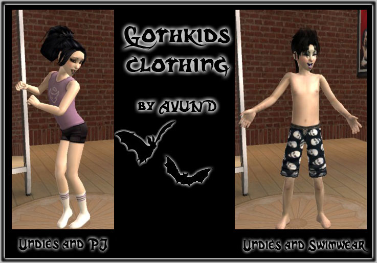 Mod The Sims Gothic Kids Pj Undies And Swimwear