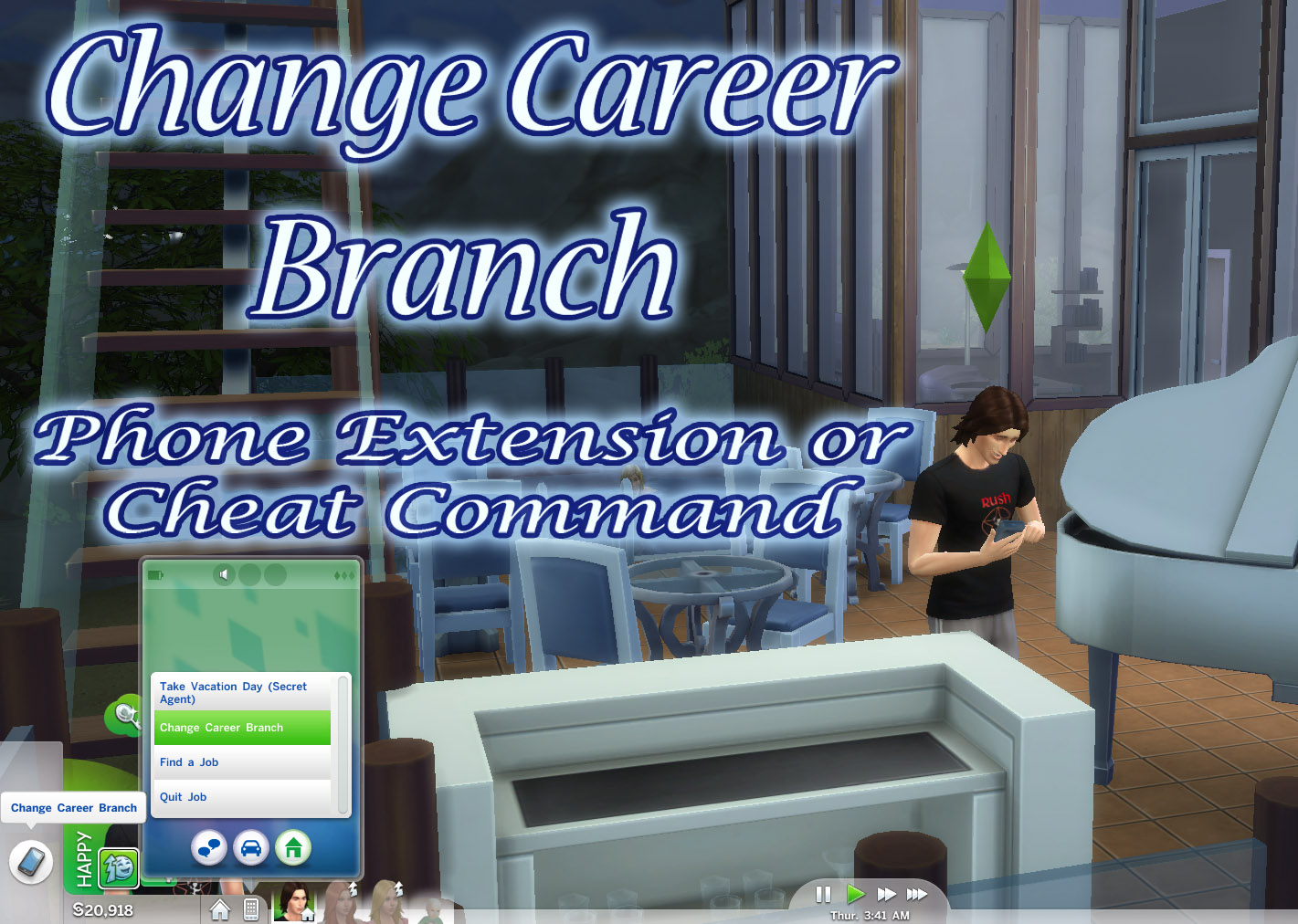 The sims 4 mc command center change career branch ms