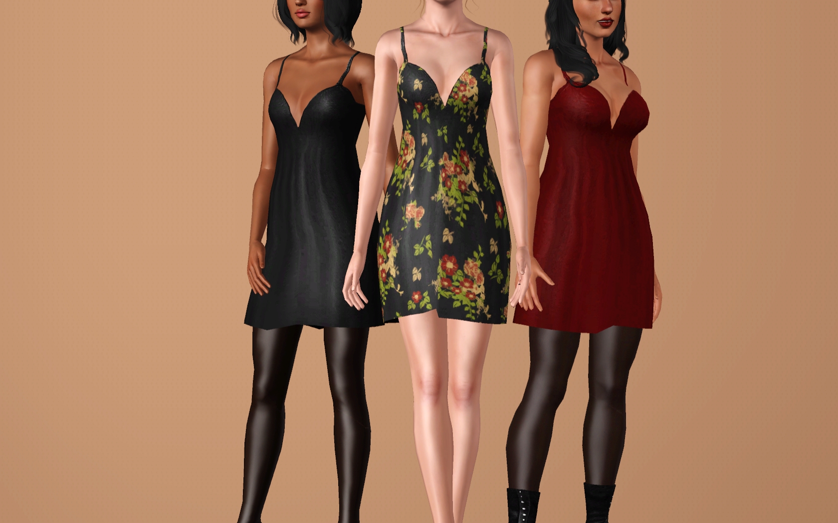 Mod The Sims - "Camisole Dresses" with and without shirt