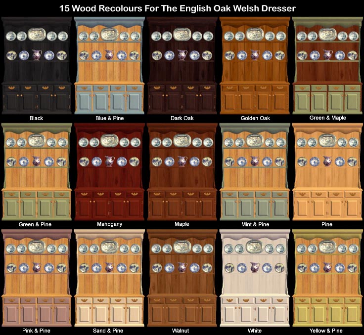 Mod The Sims Dimsim78 English Oak Welsh Dresser Recolours