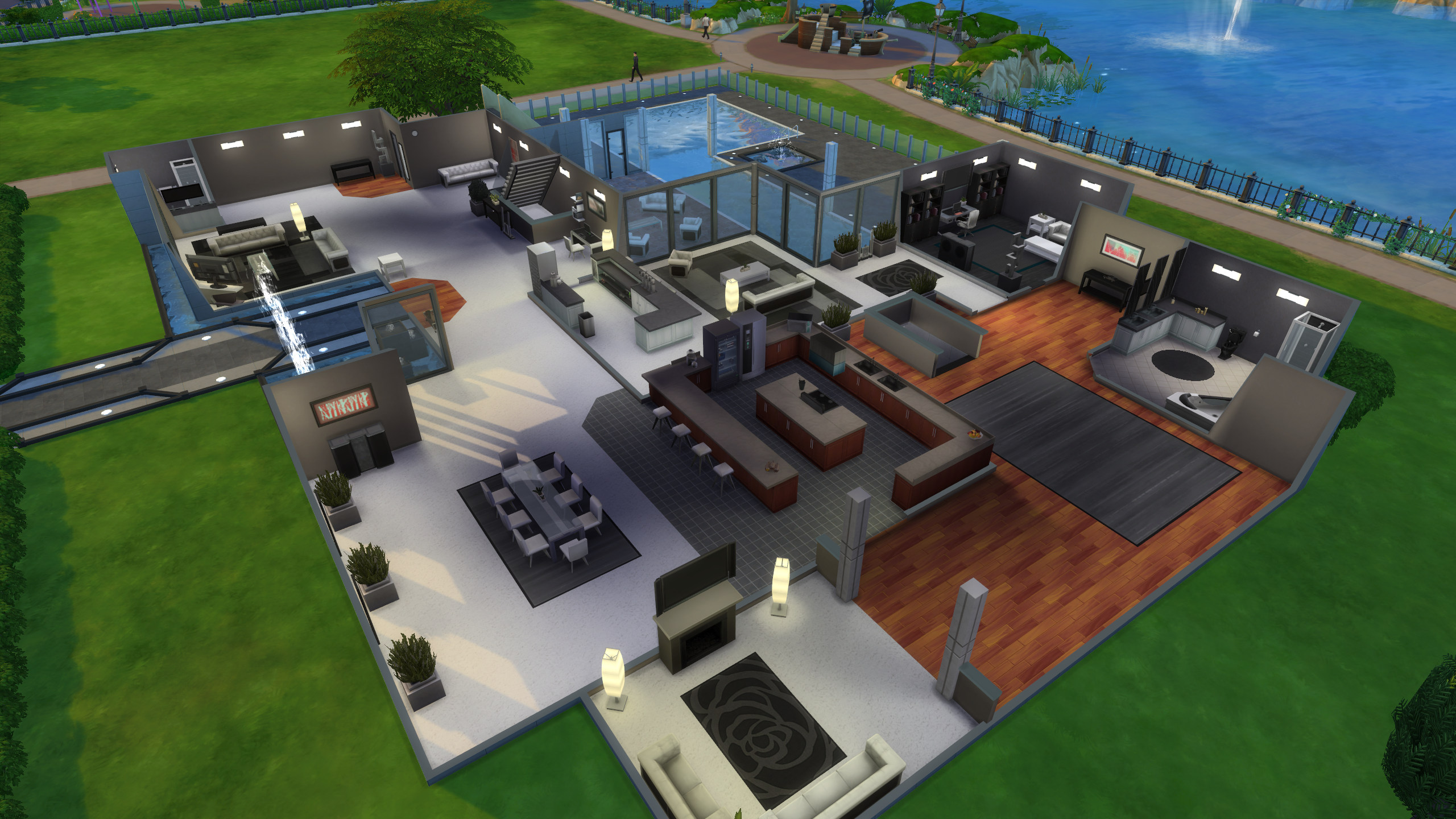 Mod The Sims Modern Nights High End Modern Mansion No Cc