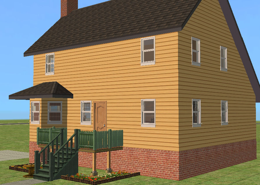 Mod The Sims Saltbox W Walkout Basement Fireplace Furnished Landscaped Walkout Basement Fireplace Furnished, How To Build A Walkout Basement Sims 4