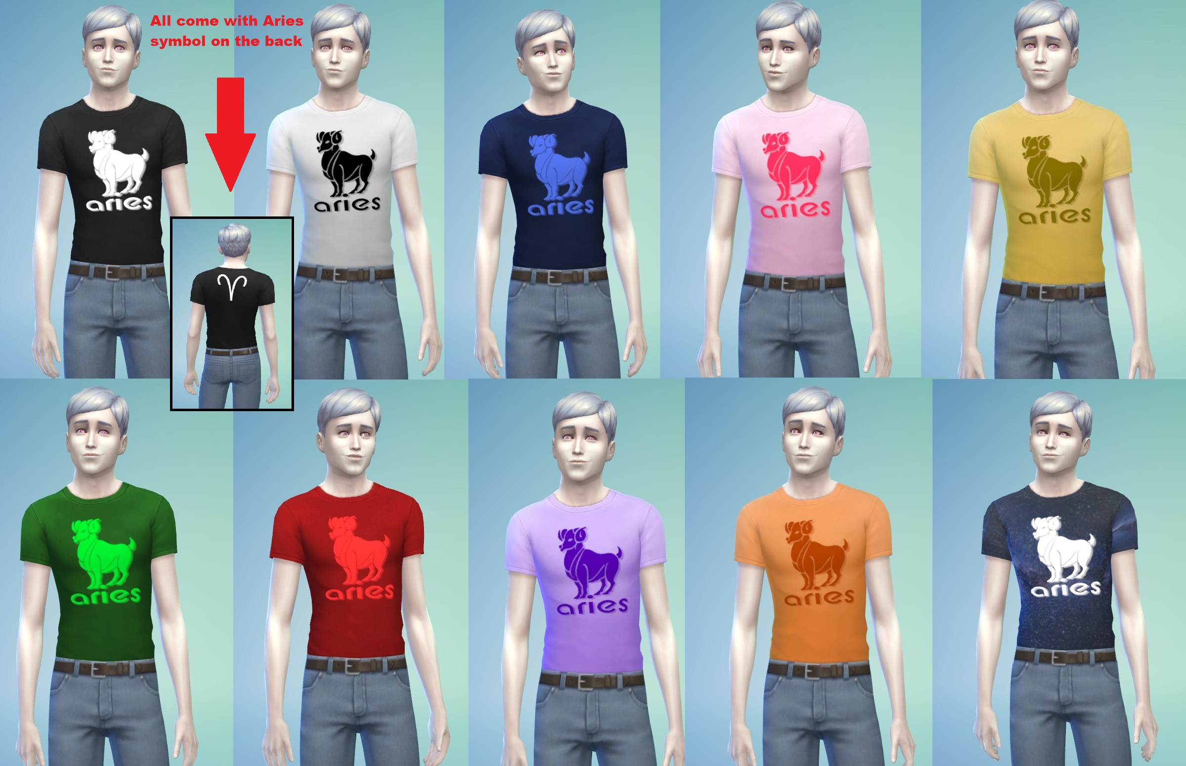 Mod The Sims Zodiac Sign Aries T Shirt Male Female
