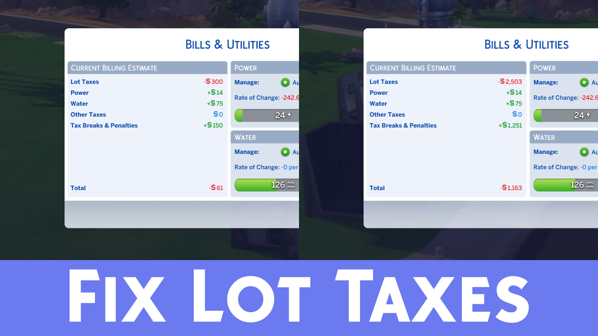 Mod The Sims Fix Capped Lot Taxes/Bills (Eco Lifestyle Patch)
