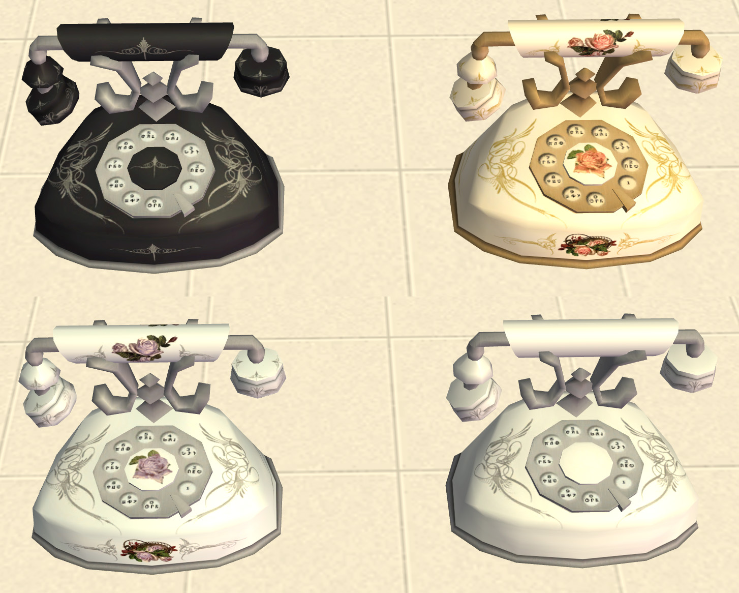 Mod The Sims Antique Table Phone in the Yeti Palette (+2 Extra Colours)