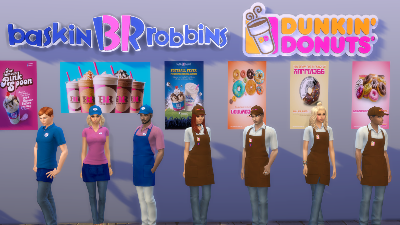 Mod The Sims BaskinRobbins/Dunkin Donuts Uniform + Cap