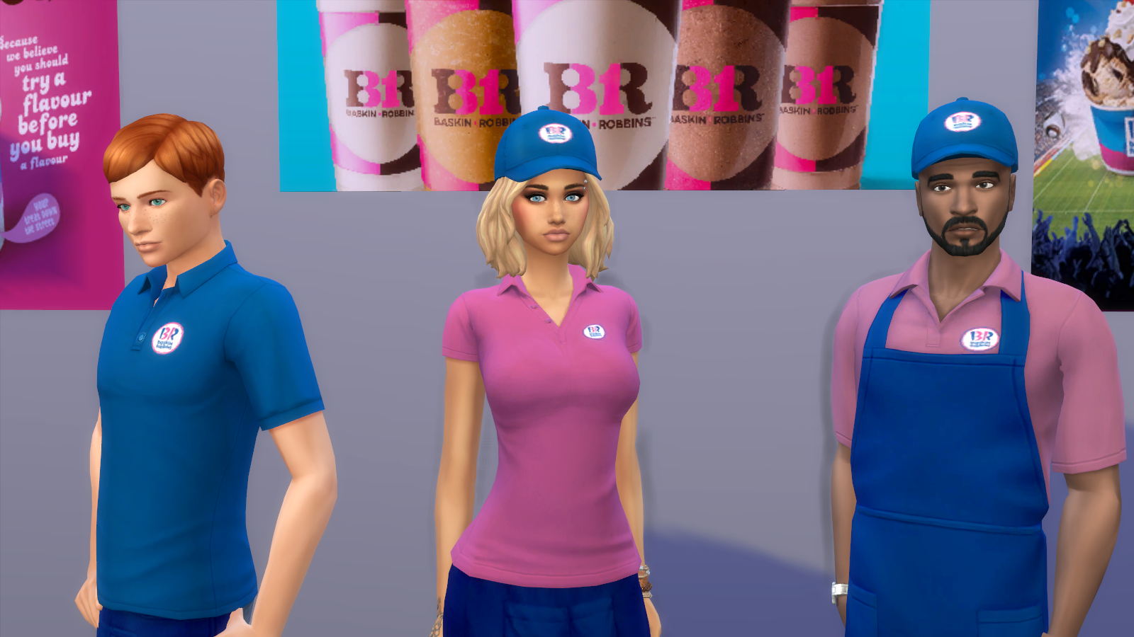 Mod The Sims BaskinRobbins/Dunkin Donuts Uniform + Cap