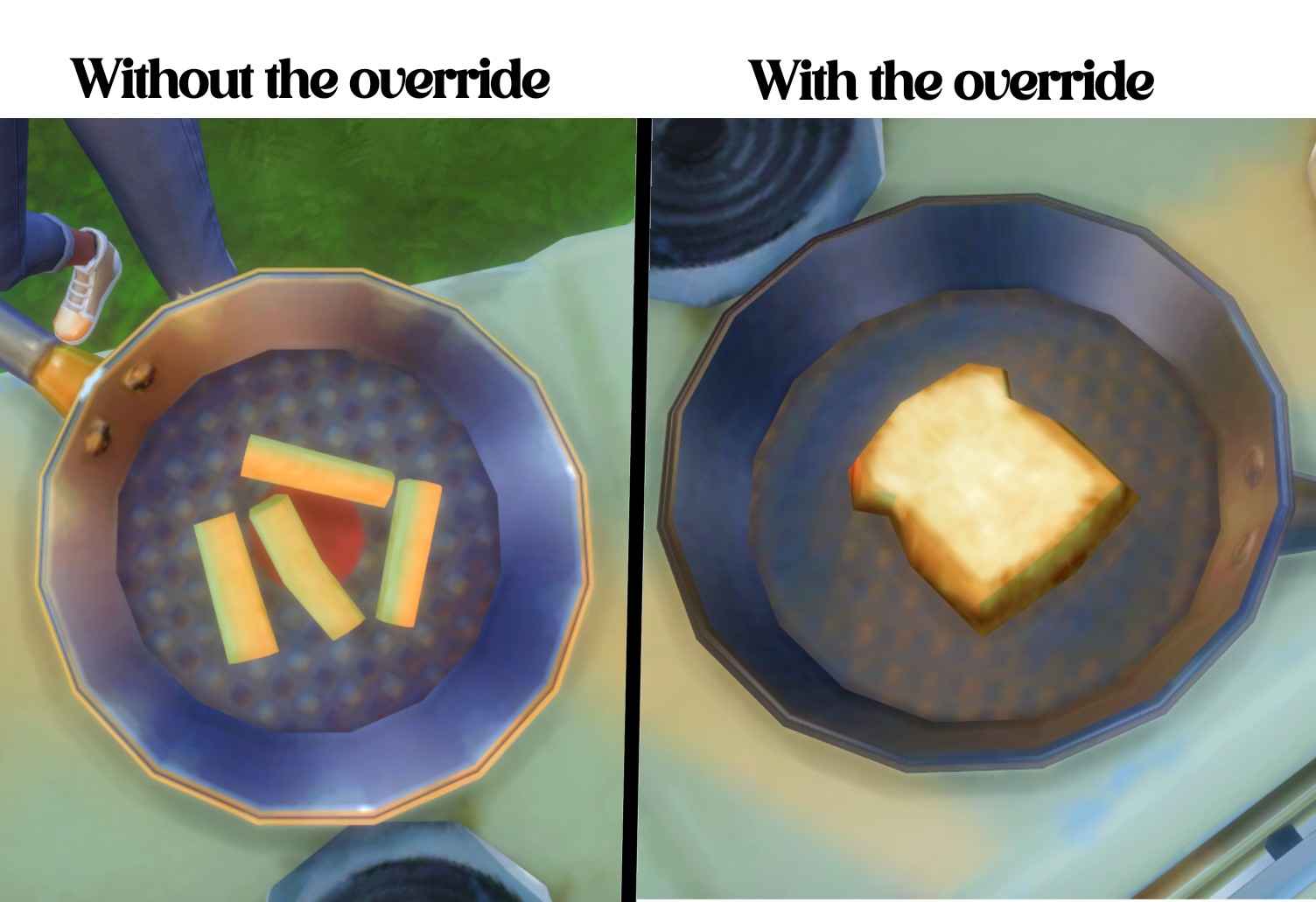 Mod The Sims Sims 4 better Frying Pan override