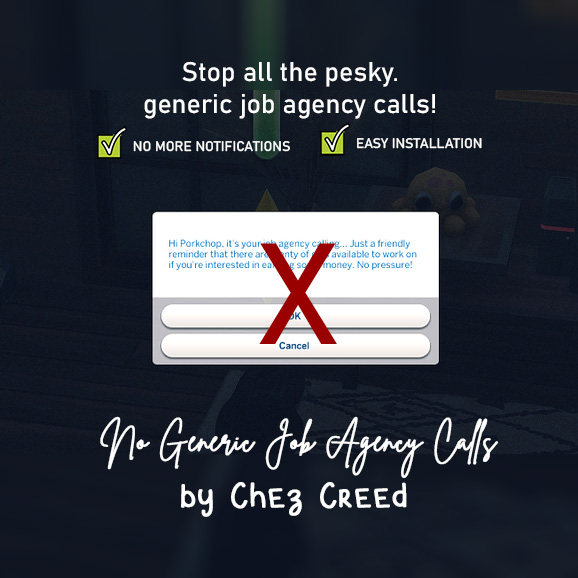 Mod The Sims Chez Creed No More Job Agency Calls