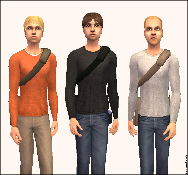 Mod The Sims - Manly Man-Purse in 3 Manly Colours. Can also be worn by  teenage girls.