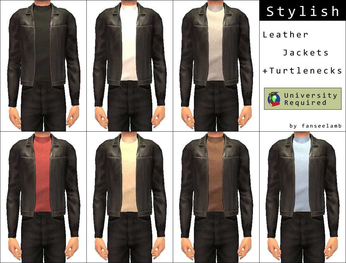 Mod The Sims - Stylish Leather Jackets & Turtlenecks