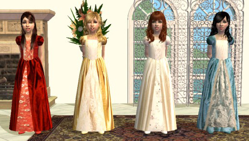 Mod The Sims - Four silk princess dresses for children.