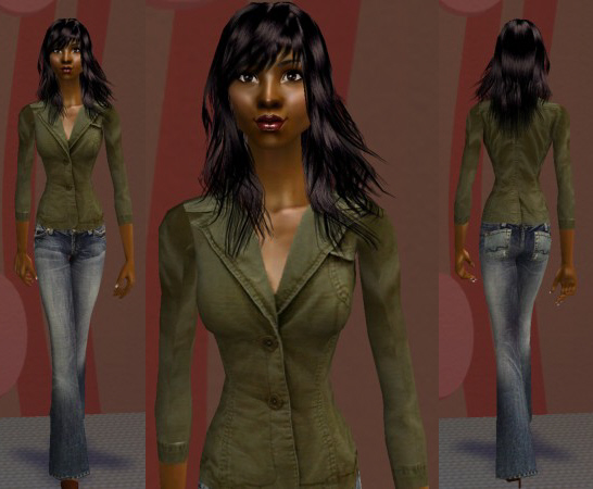 Mod The Sims - Olive Army Jacket & Blue Jeans