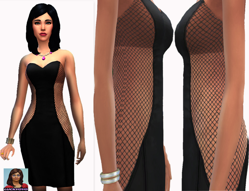 Mod The Sims - Black Fishnet Dress.