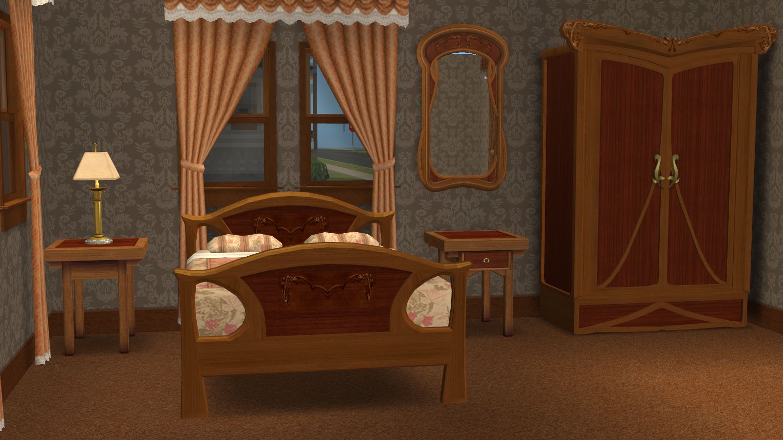 Mod The Sims - Recolors of Base Game Bedroom Furnitur in Art Nouveau Style