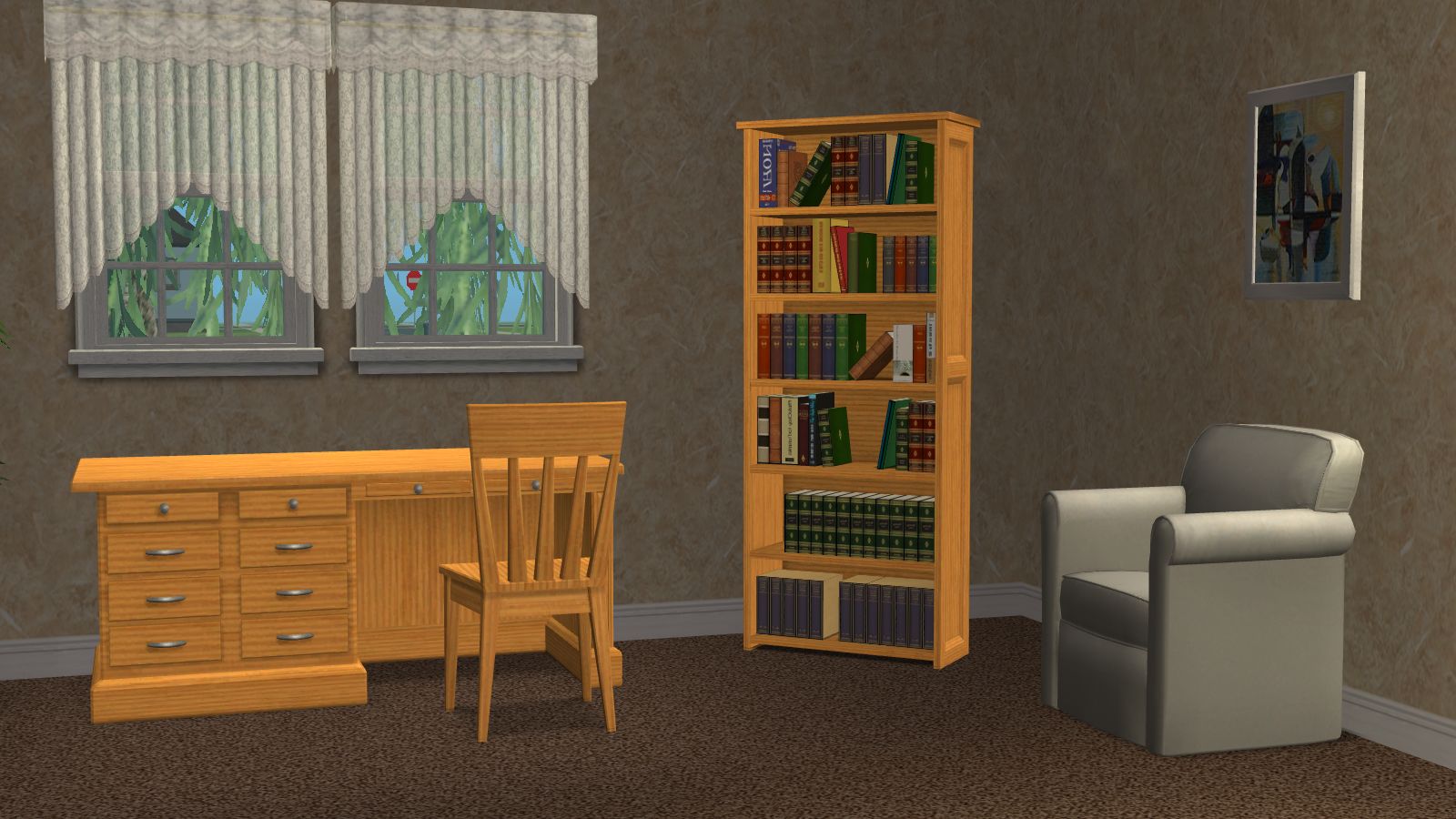 Mod The Sims - Even more Recolors of Bookcase, Desk and Chair matching ...