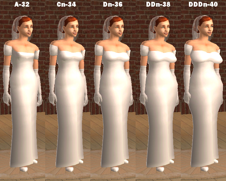 Mod The Sims - Maxis White Wedding Dress in Warlokk Bodyshape Sizes