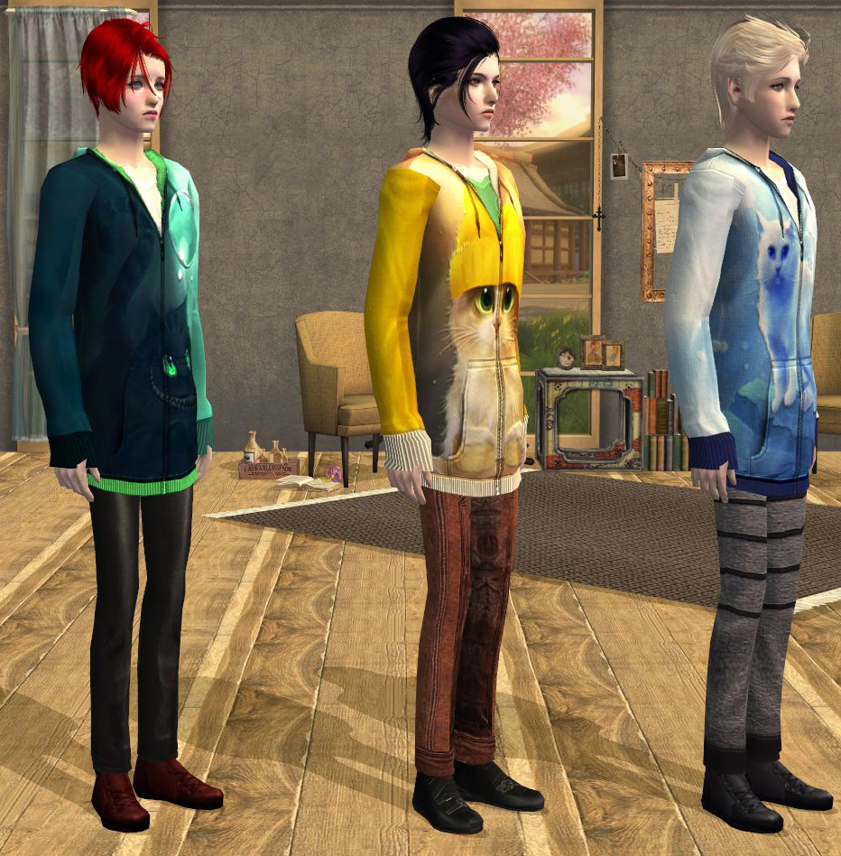 Mod The Sims - Want a BIG Hoodie? Male Set