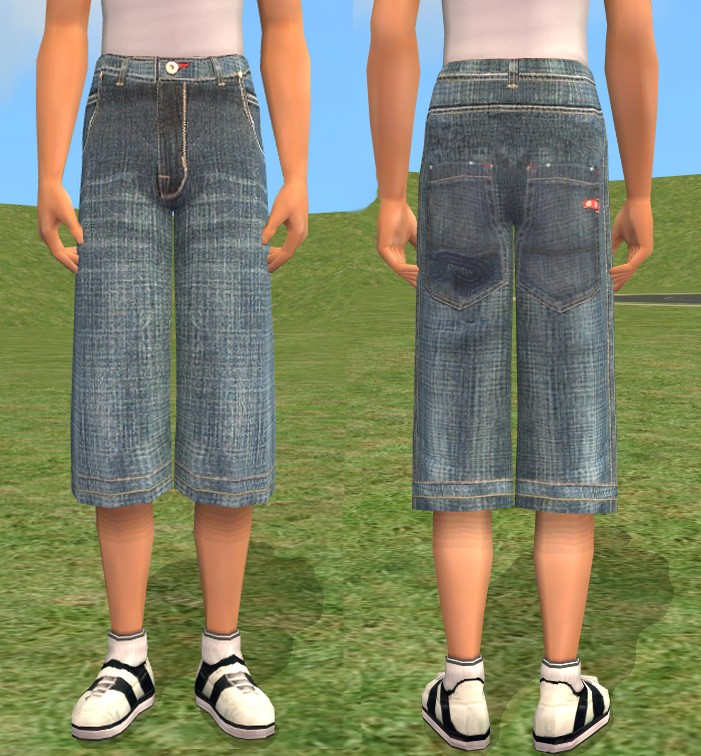 Mod The Sims - Jeans baggy shorts for male teens