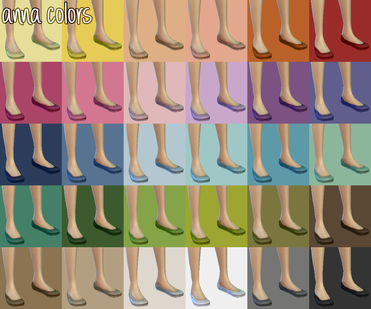 Mod The Sims - Let's Dance! Ballet flats in 54 colors