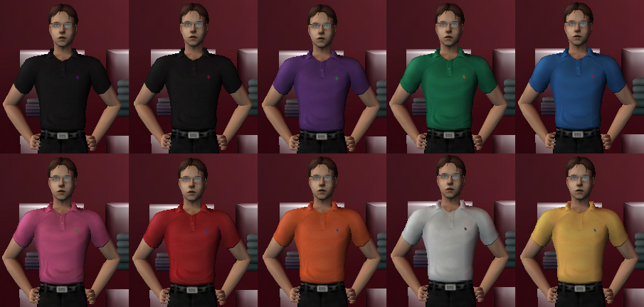 Mod The Sims - Ralph Lauren Polo Shirts for Men (Tucked)