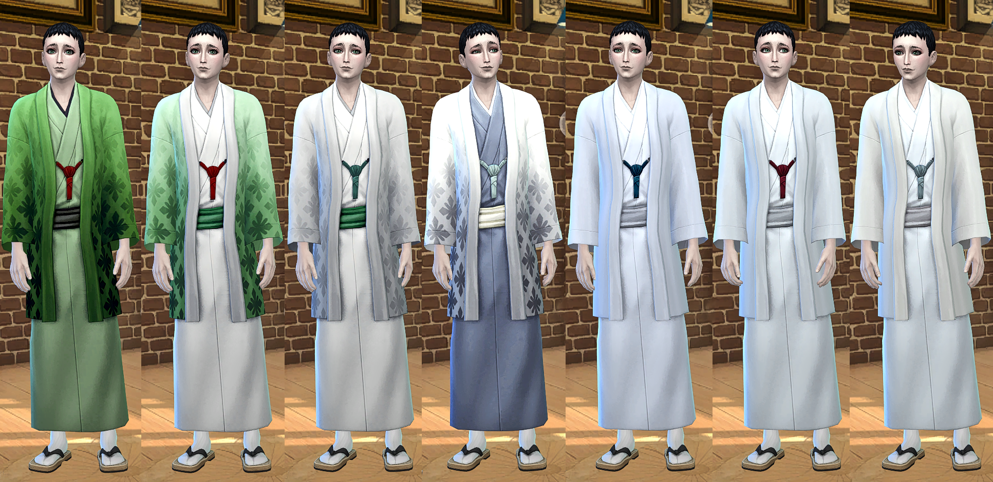 Mod The Sims - Marble & Jade - kimono and yukata recolors
