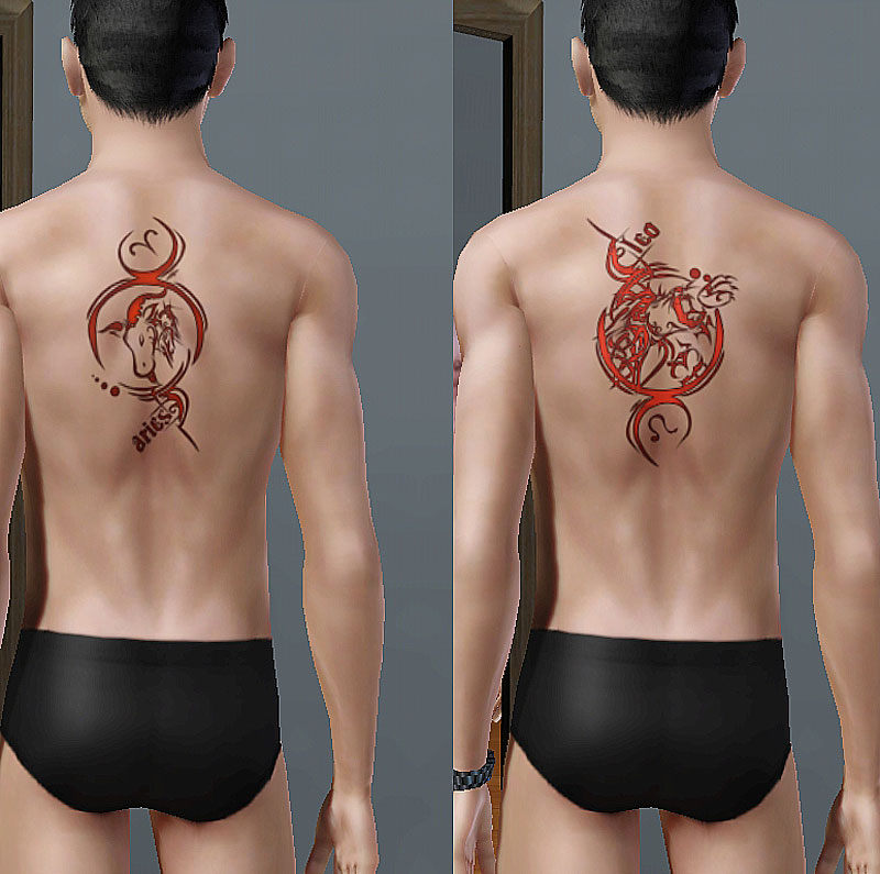 Mod The Sims - Zodiac Sign Tattoo Set 1 of 2 (Not Accessories)