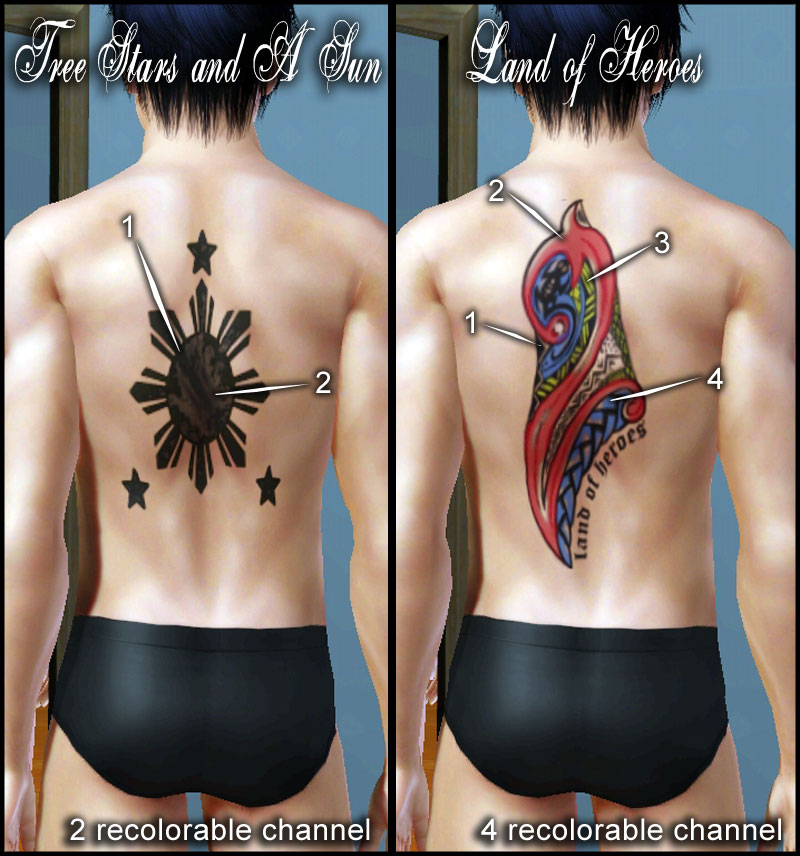 Mod The Sims - One Nation Tattoo Set