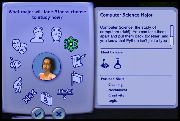 Mod The Sims - Major-Career Linkage Mod