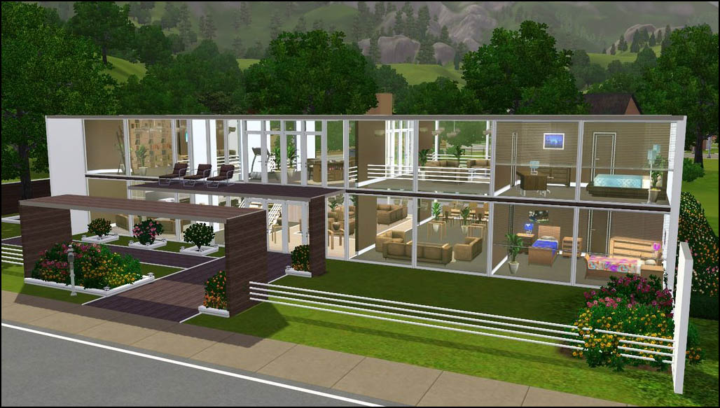 Mod The Sims Modern Perspective Open Plan Modern Family Home No Cc