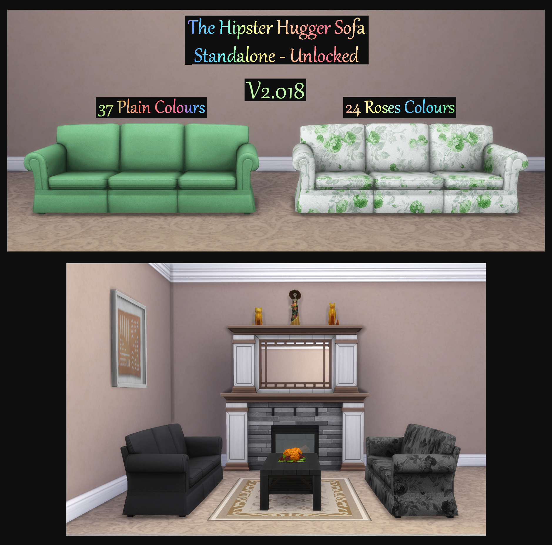 Mod The Sims Hipster Hugger Sofa Unlocked Matching Love Seat