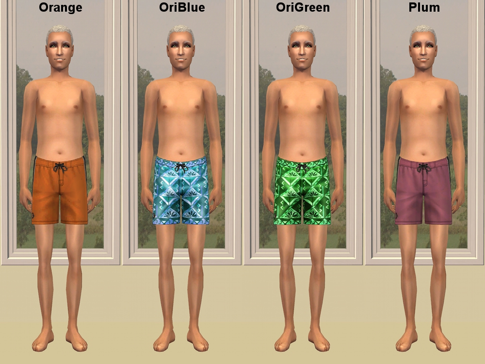 Mod The Sims - Elder Male Swimwear in 56 Recolours