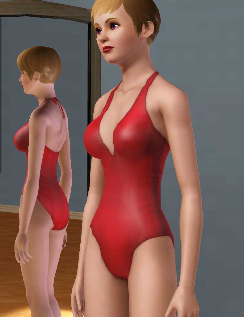 The Sims Resource - Plunge Mesh Bodysuit (Top)