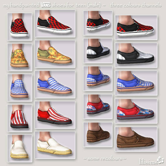 Mod The Sims - My handpainted Vans shoes for teen (male)