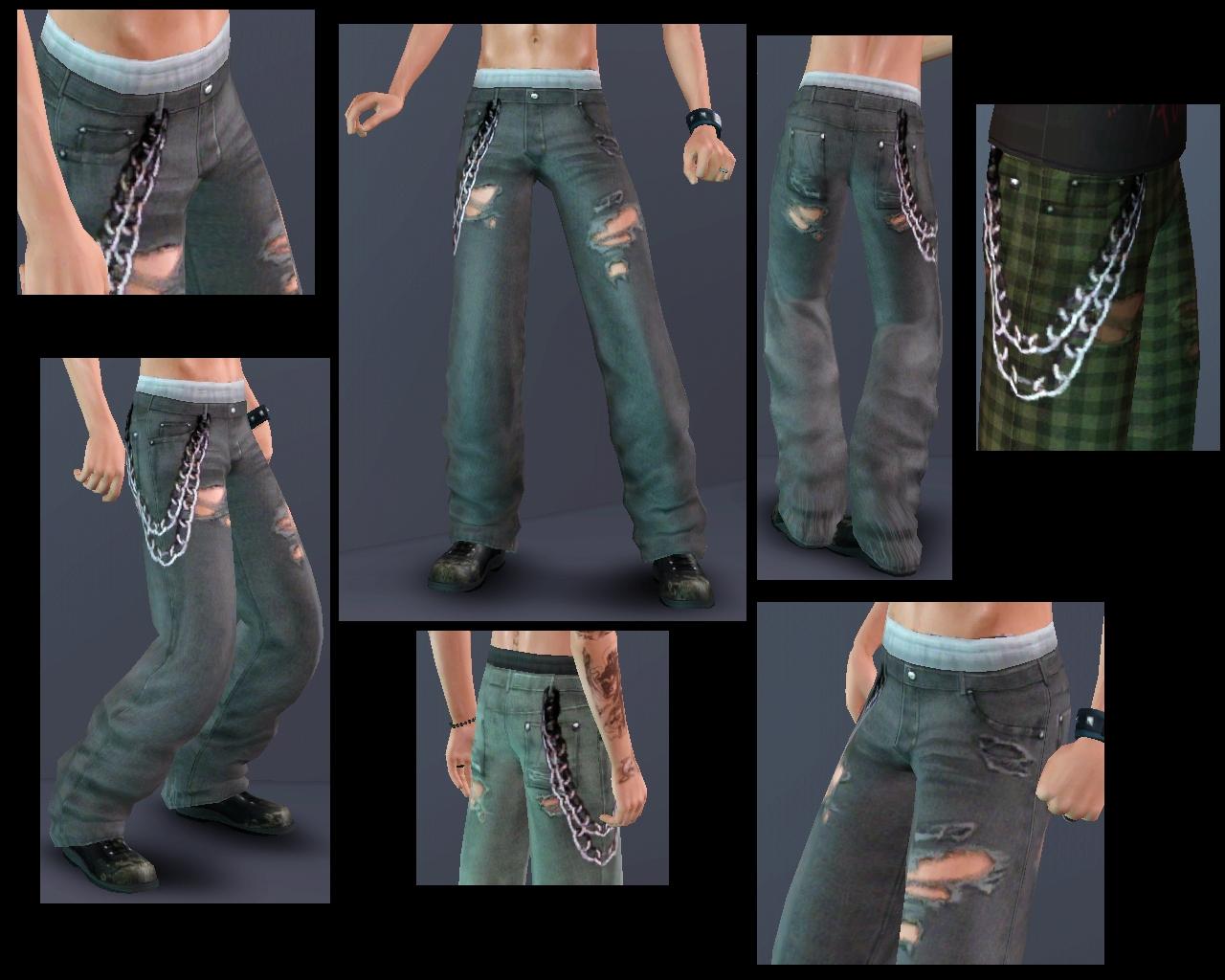 Mod The Sims Worn Out Jeans With Chains Unripped Version Added