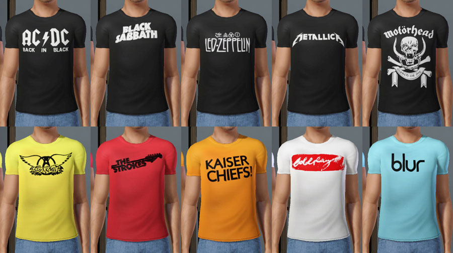 Mod The Sims - Rock Band T-Shirts for YA/Adult Males and Females (Row 4 ...