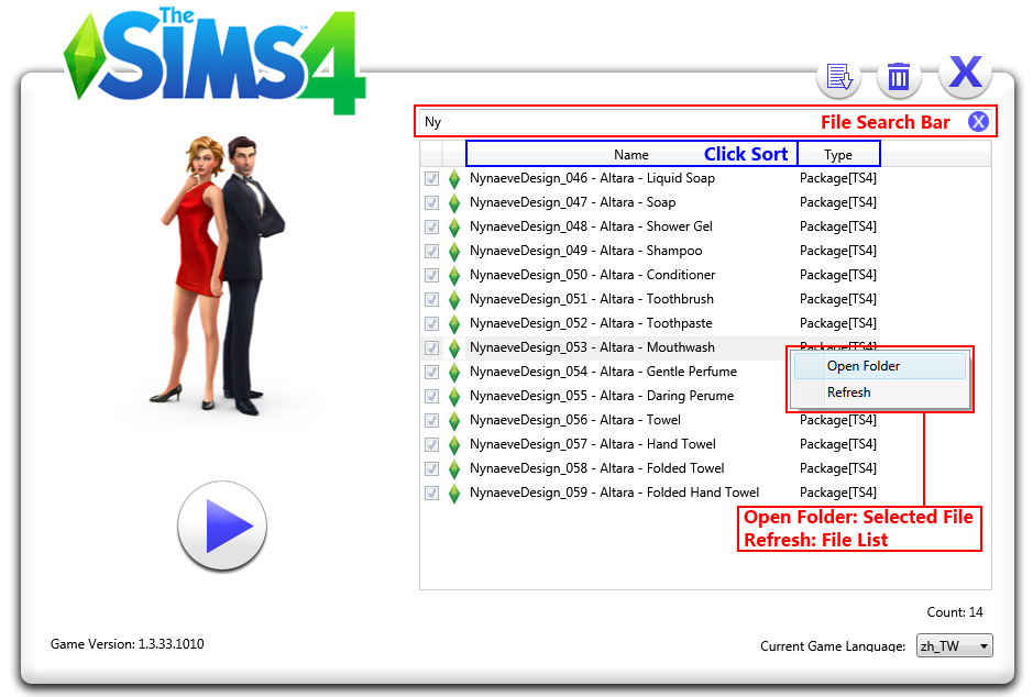 Mod The Sims - TS4 MOD Simple Manage(Game Launcher)04/14.