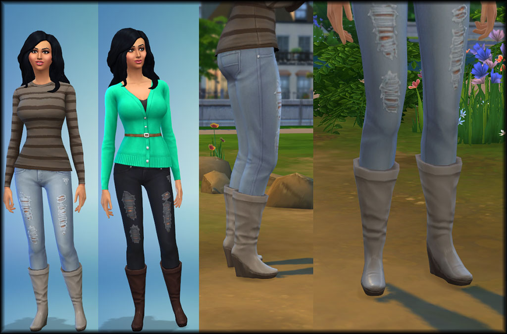 Mod The Sims - NEW MESH - Sims 4 Calf Slouch Boots Edit (FIXED)