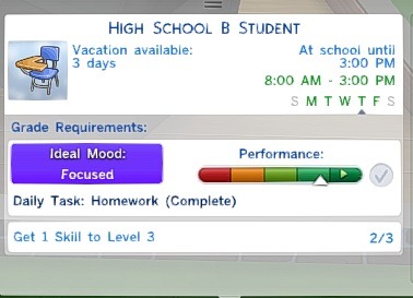 Mod The Sims - Cheat Teen HighSchool Performance and Homework fully done  for the day