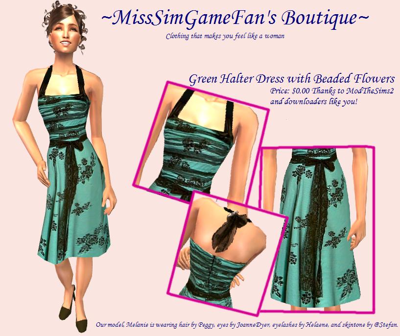 Mod The Sims - Green Halter Dress