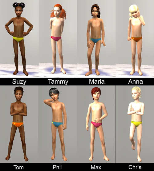 Mod The Sims - [maxis recolored] unisex underwear for children